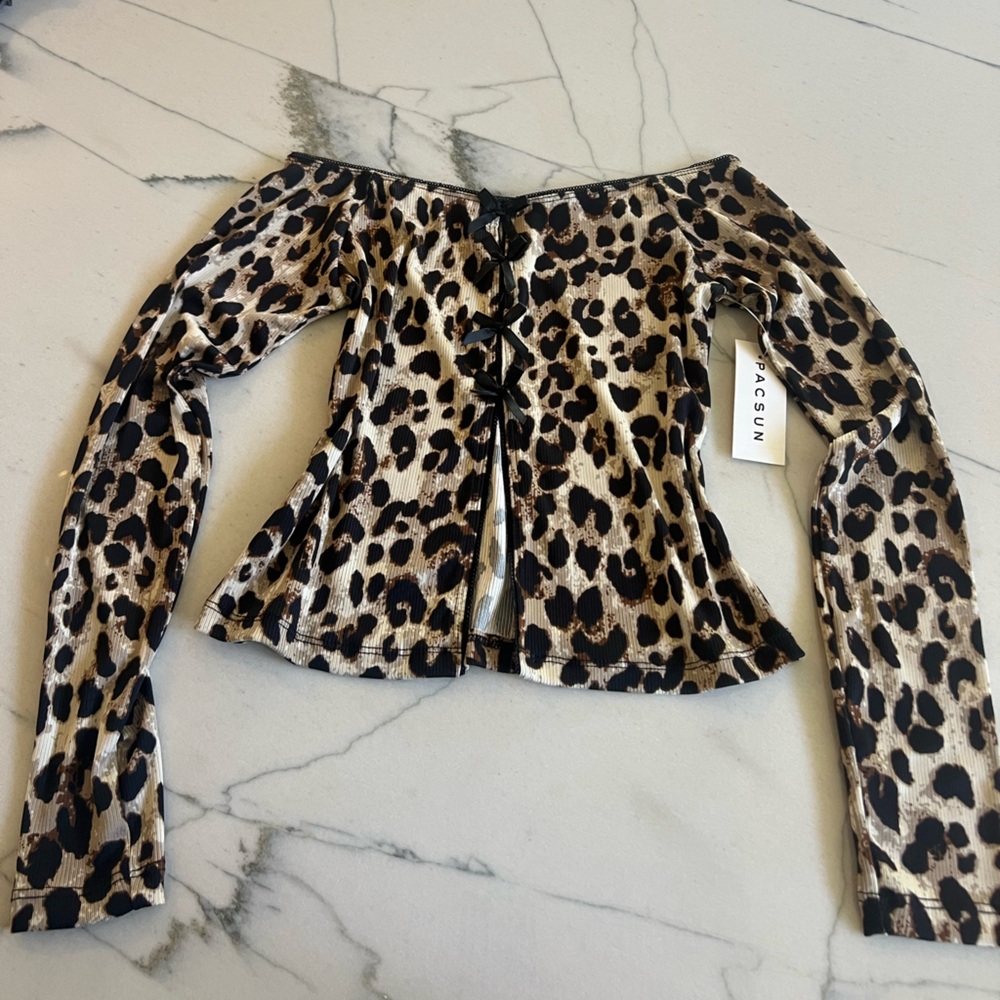 Pacsun leopard print crop top with bows